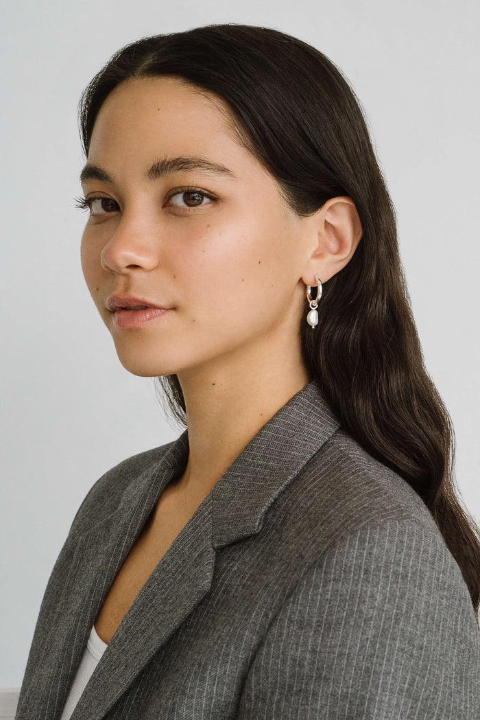 Kara Yoo Jewelry Uma Hoops + Pearl Drop Charm