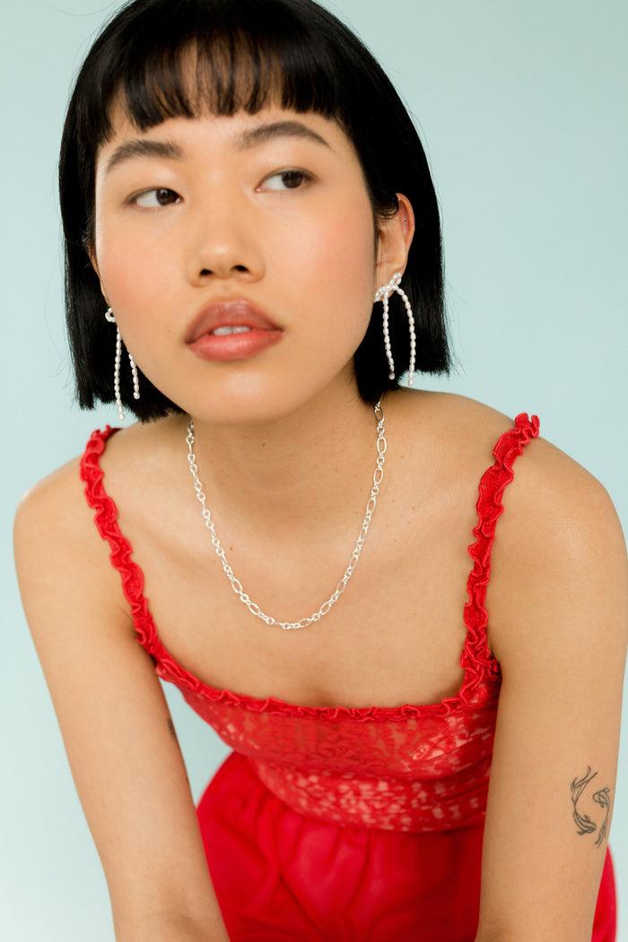 kara yoo jewelry Petite Margot Earrings White Rice Pearl