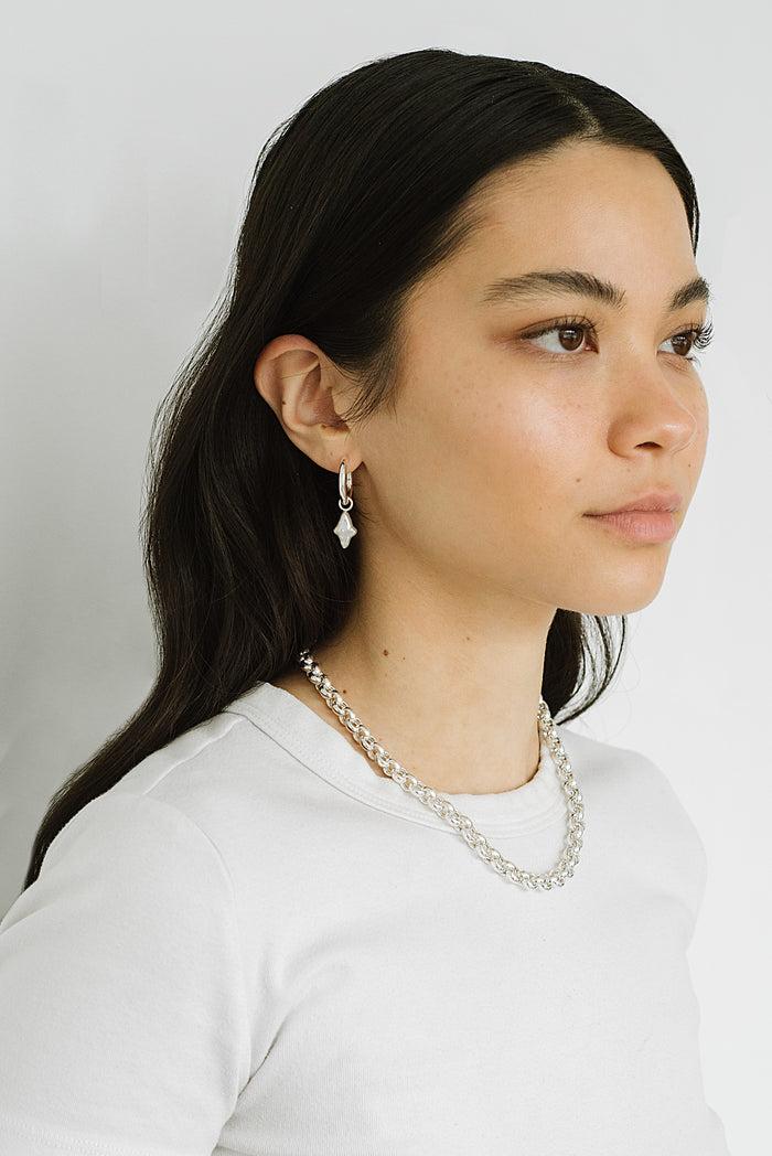 Kara Yoo Jewelry Uma Hoops + Falling Star Pearl Charms