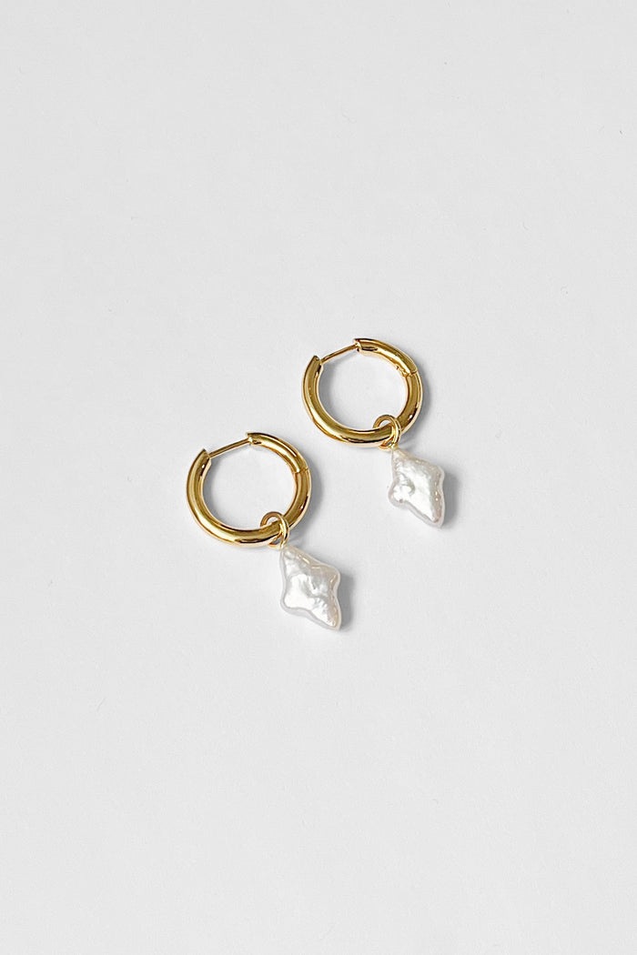 kara yoo jewelry Uma Hoops + Falling Star Pearl Charms