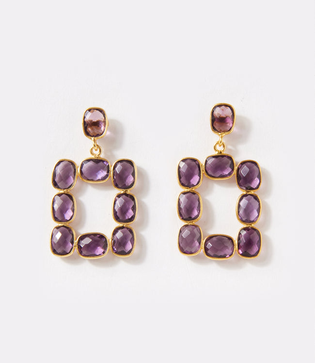 Karen Kane Amethyst Rectangular Gemstone Bezel Earrings Karen Kane