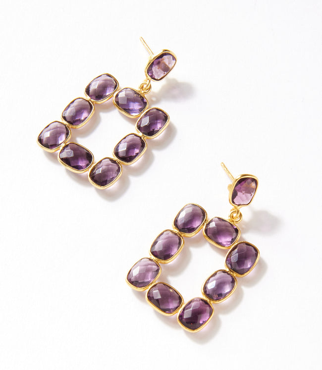 Karen Kane Amethyst Rectangular Gemstone Bezel Earrings Karen Kane
