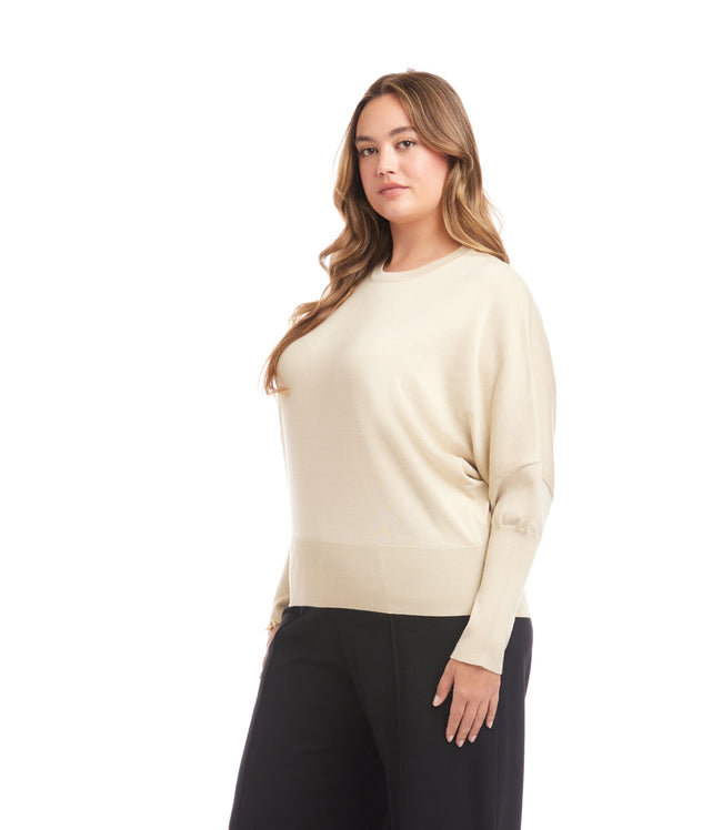 Karen Kane Antique Cream Plus Size Dolman Sleeve Sweater Karen Kane