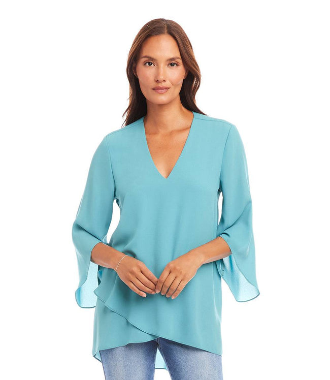 Karen Kane Aqua Bracelet Sleeve Asymmetric Top Karen Kane