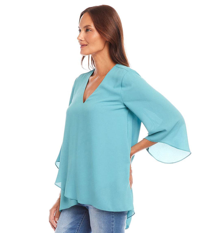 Karen Kane Aqua Bracelet Sleeve Asymmetric Top Karen Kane