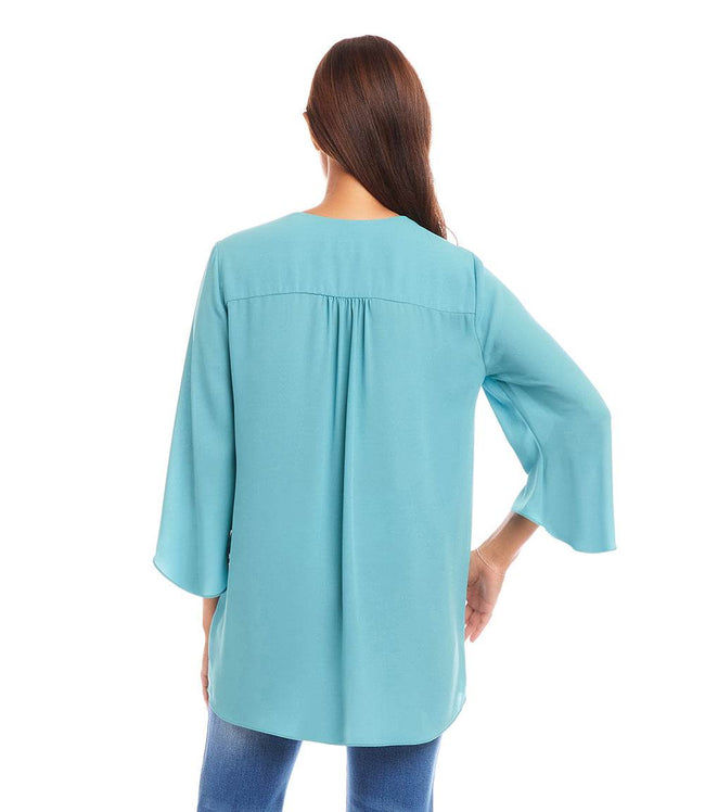 Karen Kane Aqua Bracelet Sleeve Asymmetric Top Karen Kane