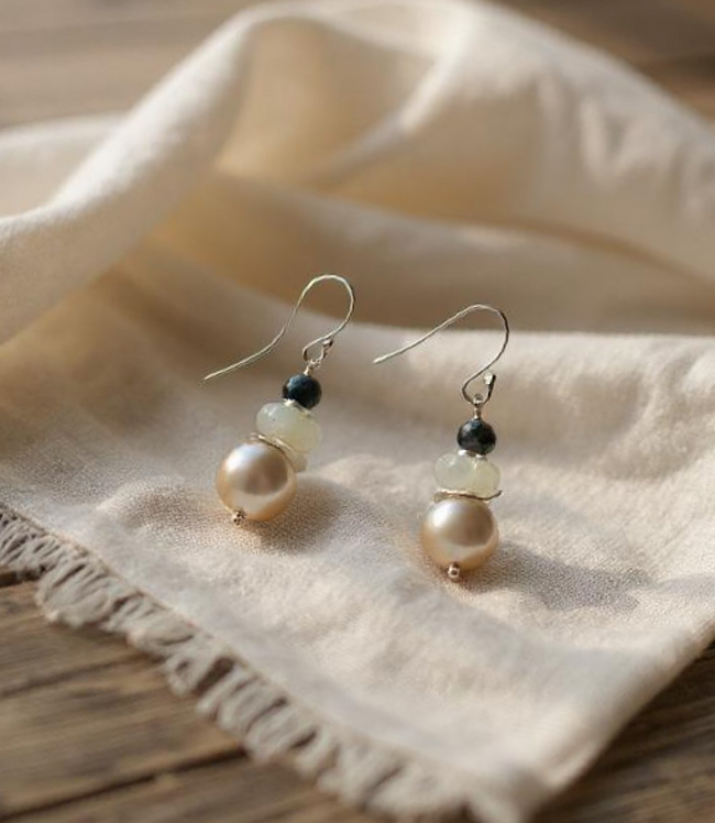 karen kane Aqua Gemstone And Pearl Earrings Karen Kane