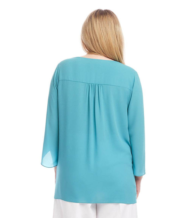 Karen Kane Aqua Plus Size Bracelet Sleeve Asymmetric Top Karen Kane