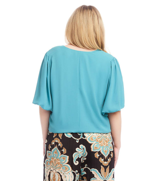 Karen Kane Aqua Plus Size Puff Sleeve Top Karen Kane