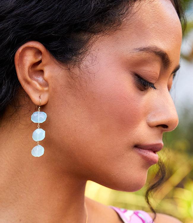 karen kane Aqua Tiered Gemstone Earrings Karen Kane