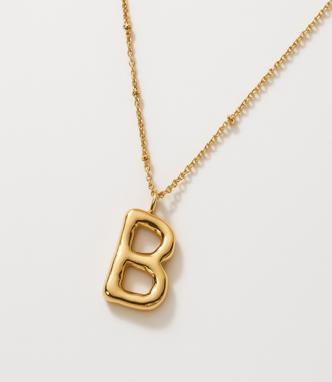 karen kane B Gold Bubble Letter Charm Necklace Karen Kane