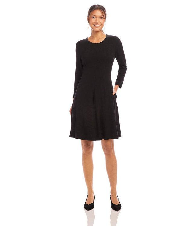 Karen Kane Black 3/4 Sleeve Fit & Flare Dress Karen Kane
