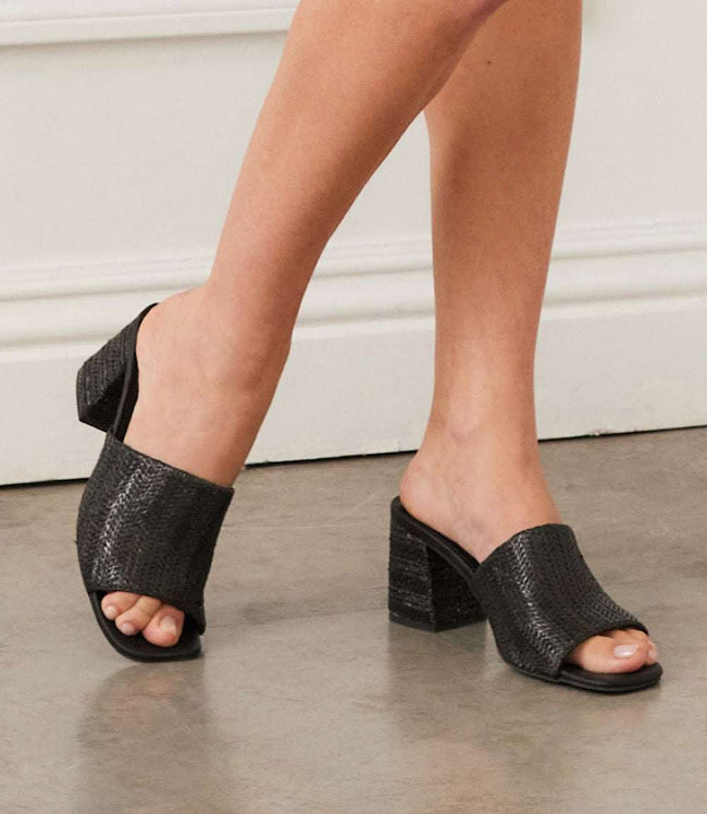 Karen Kane Black Adapt Raffia Heel Sandals Karen Kane