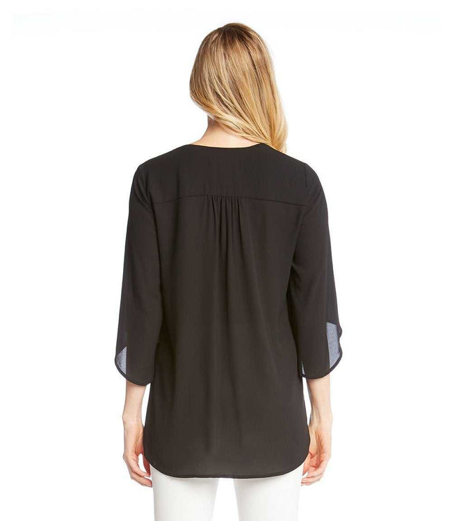 Karen Kane Black Bracelet Sleeve Asymmetric Top Karen Kane