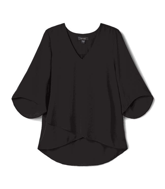 Karen Kane Black Bracelet Sleeve Asymmetric Top Karen Kane