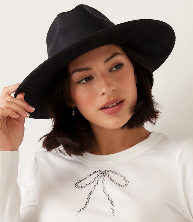 Karen Kane Black Braided Trim Fedora Hat Karen Kane