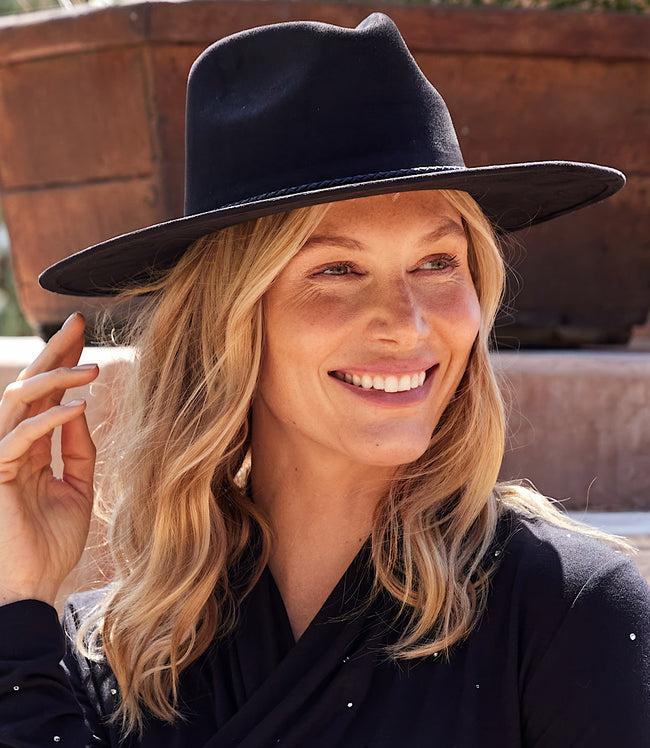 karen kane Black Braided Trim Fedora Hat Karen Kane