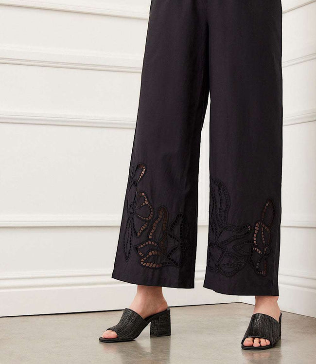 Karen Kane Black Cutout Embroidery Pants Karen Kane