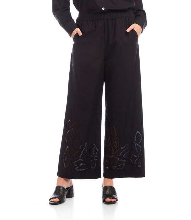 Karen Kane Black Cutout Embroidery Pants Karen Kane