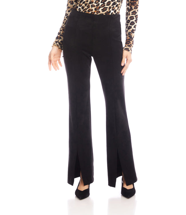 Karen Kane Black Faux Suede Front Slit Pants Karen Kane