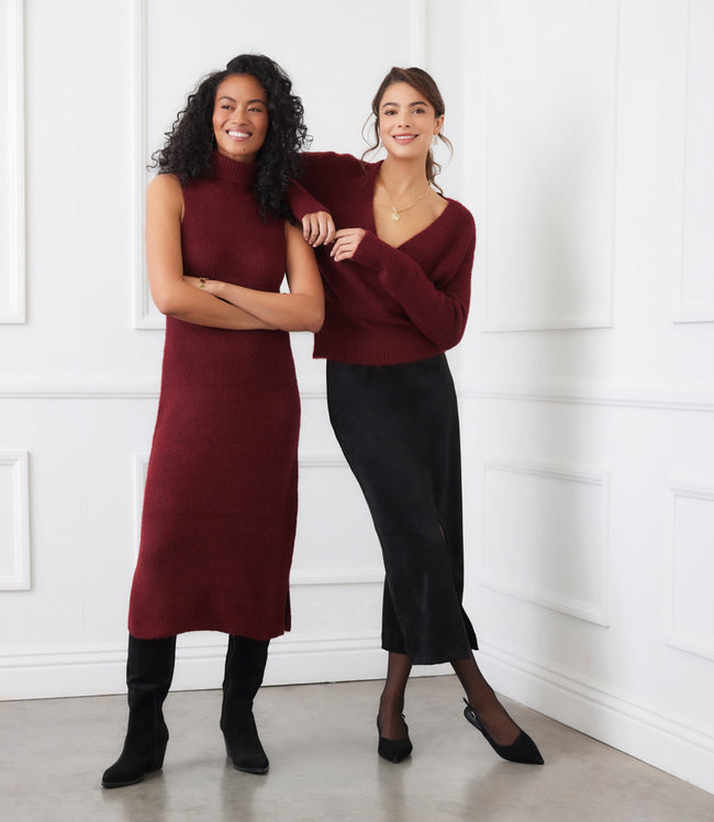 Karen Kane Black Faux Suede Front Slit Skirt Karen Kane