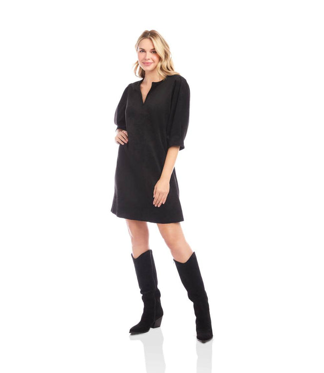 Karen Kane Black Faux Suede Puff Sleeve Dress Karen Kane