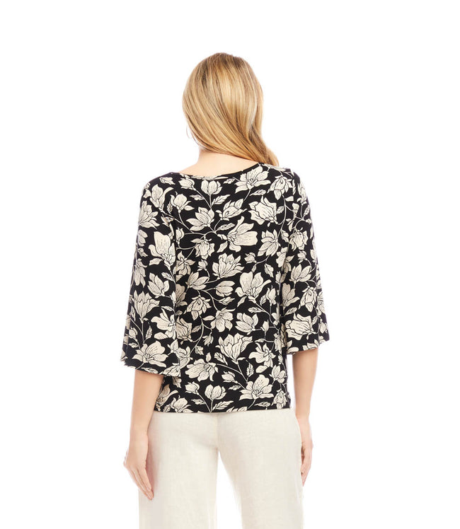 Karen Kane Black Flare Sleeve Pick-Up Top Karen Kane