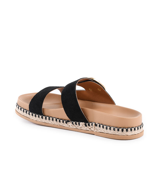 Karen Kane Black Getaway Buckle Slip On Sandals Karen Kane