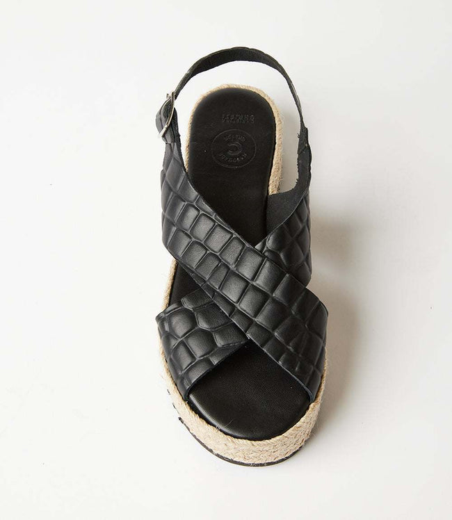 Karen Kane Black Leather Espadrille Sandals Karen Kane