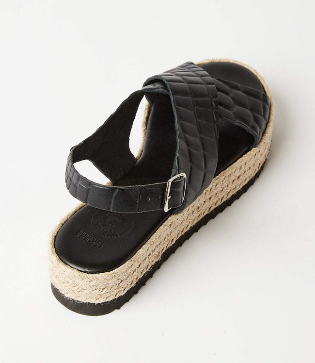 Karen Kane Black Leather Espadrille Sandals Karen Kane