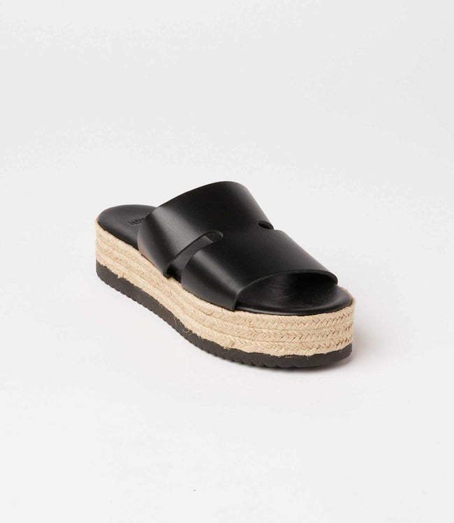 karen kane Black Leather Espadrille Slides Karen Kane