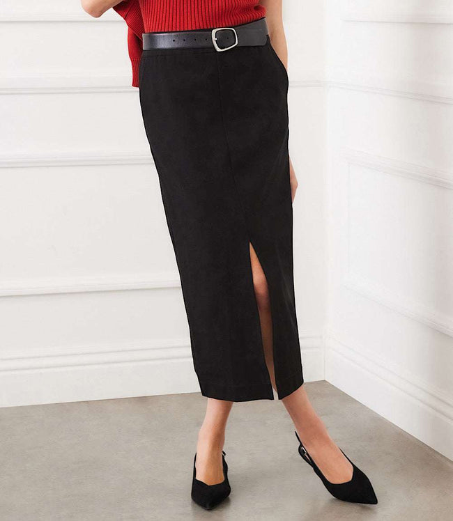 Karen Kane Black Lizbeth Front Slit Skirt Karen Kane