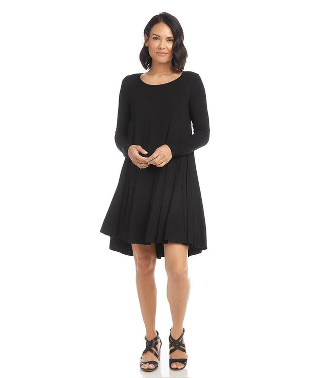 Karen Kane Black Long Sleeve Maggie Trapeze Dress Karen Kane