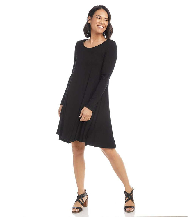 Karen Kane Black Long Sleeve Maggie Trapeze Dress Karen Kane