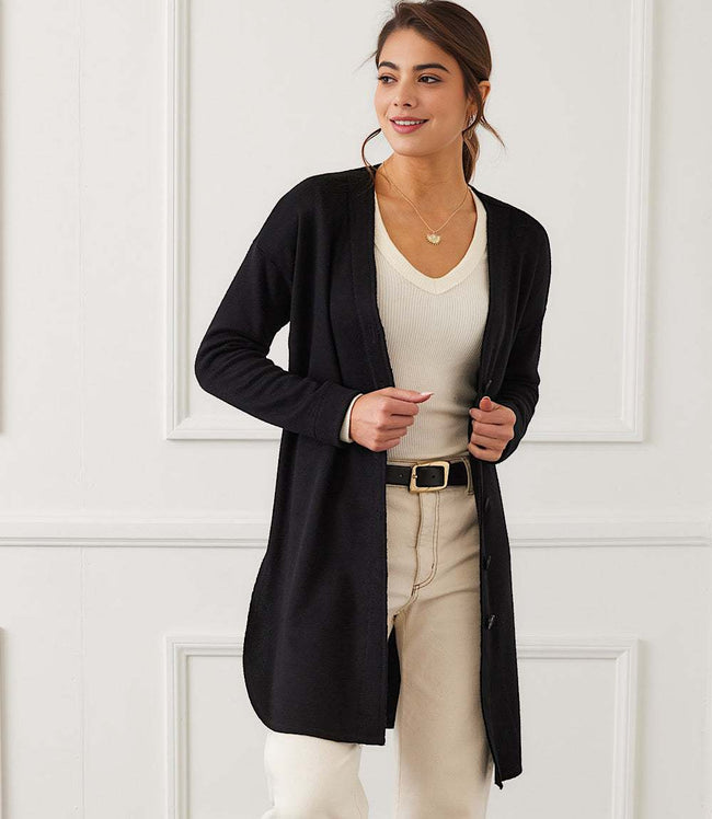 Karen Kane Black Long Sleeve Shirttail Cardigan Karen Kane