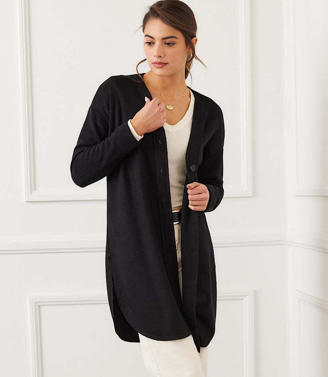 karen kane Black Long Sleeve Shirttail Cardigan Karen Kane