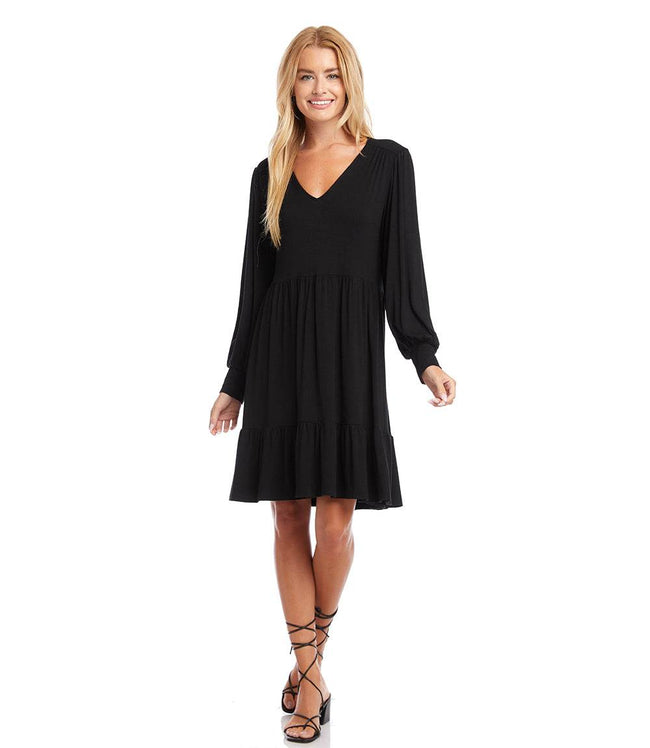 Karen Kane Black Long Sleeve Tiered Dress Karen Kane