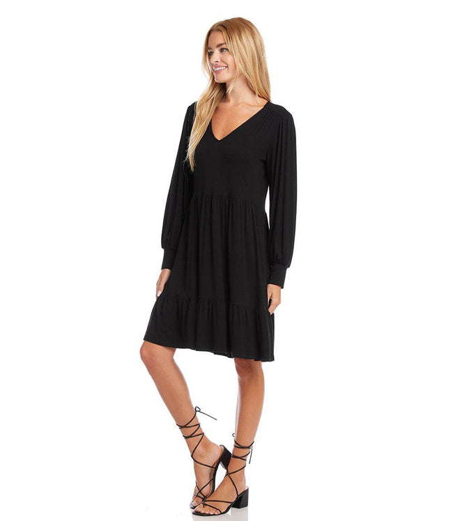 Karen Kane Black Long Sleeve Tiered Dress Karen Kane