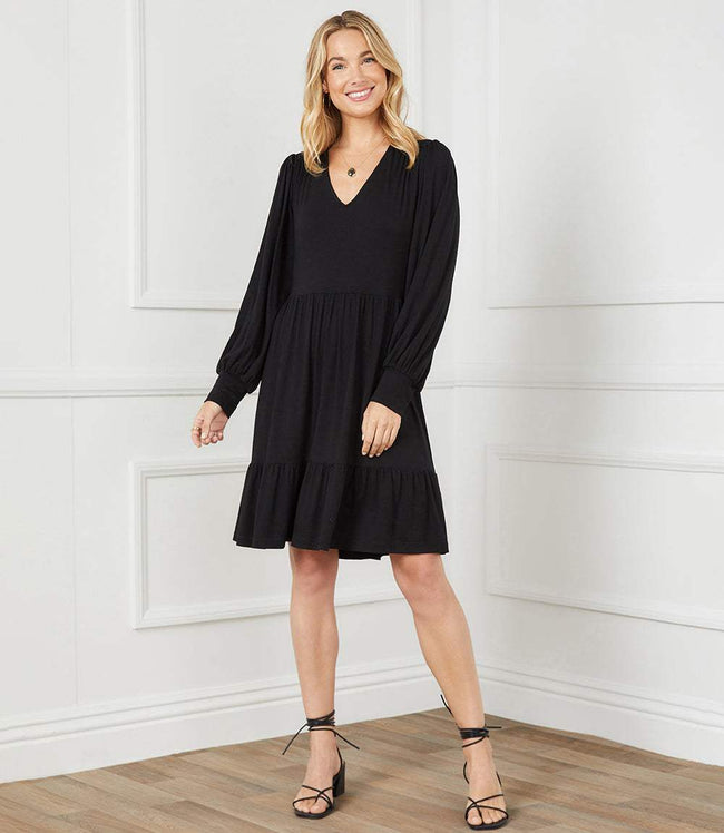 karen kane Black Long Sleeve Tiered Dress Karen Kane