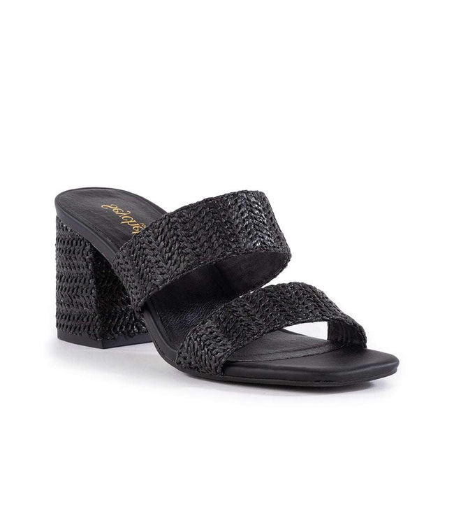 Karen Kane Black Newport Raffia Strap Heel Sandals Karen Kane