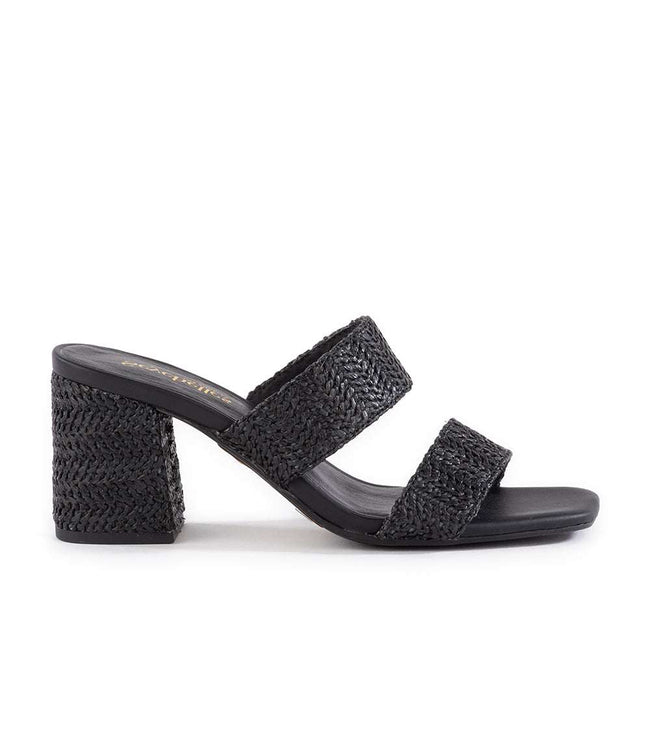 Karen Kane Black Newport Raffia Strap Heel Sandals Karen Kane