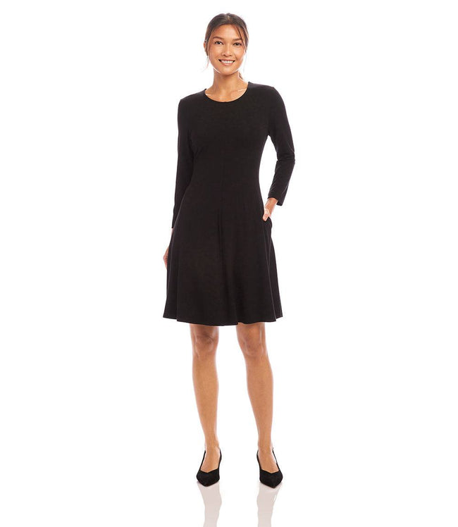 Karen Kane Black Petite Size 3/4 Sleeve Fit & Flare Dress Karen Kane