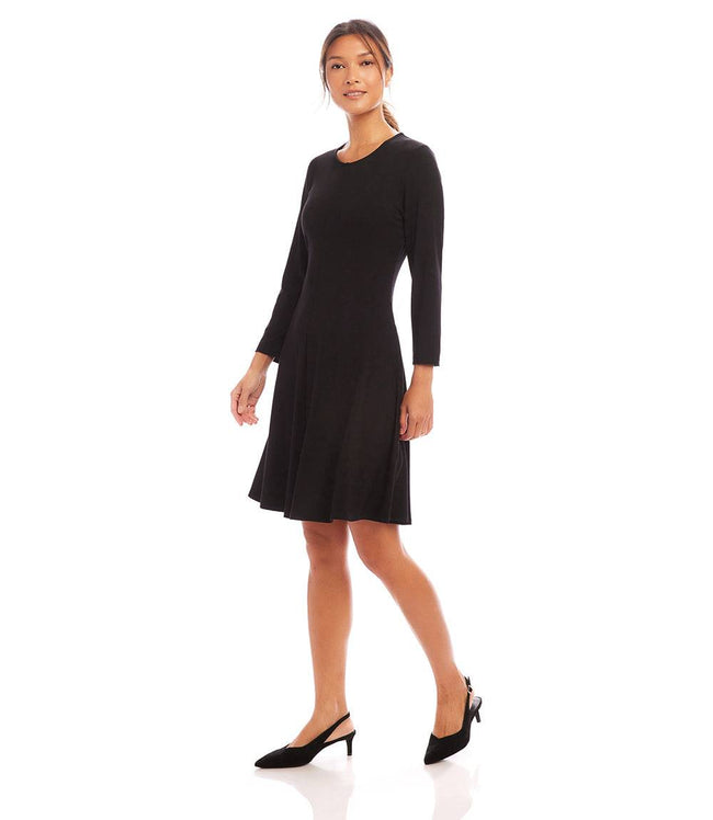 Karen Kane Black Petite Size 3/4 Sleeve Fit & Flare Dress Karen Kane