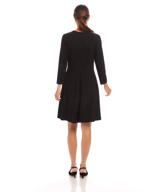 Karen Kane Black Petite Size 3/4 Sleeve Fit & Flare Dress Karen Kane