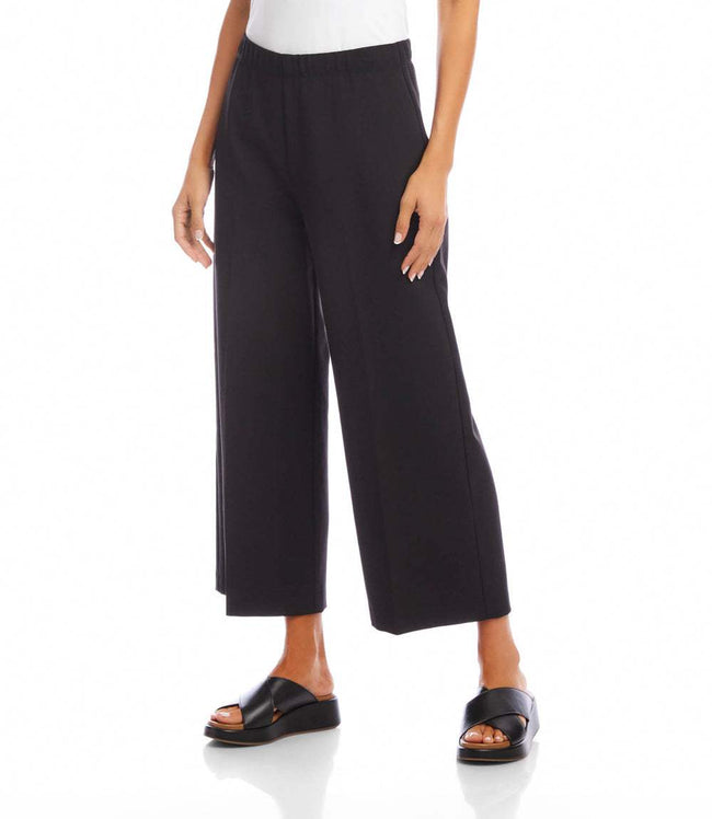 Karen Kane Black Petite Size Cropped Wide-Leg Pants Karen Kane