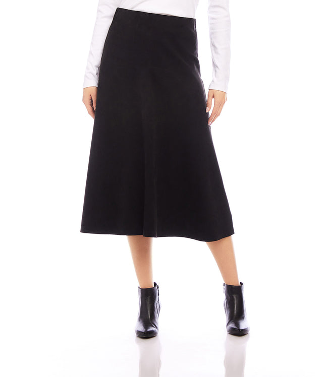 Karen Kane Black Petite Size Faux Suede Midi Skirt Karen Kane