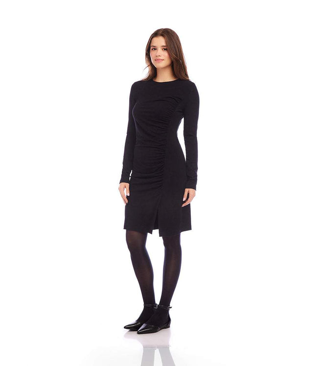 Karen Kane Black Petite Size Shirred Long Sleeve Dress Karen Kane