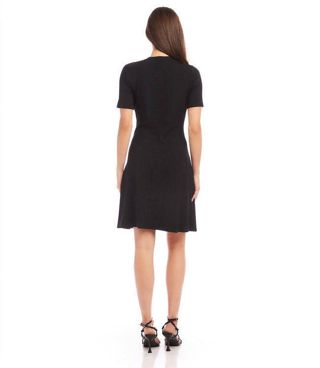 Karen Kane Black Petite Size Short Sleeve A-Line Dress Karen Kane
