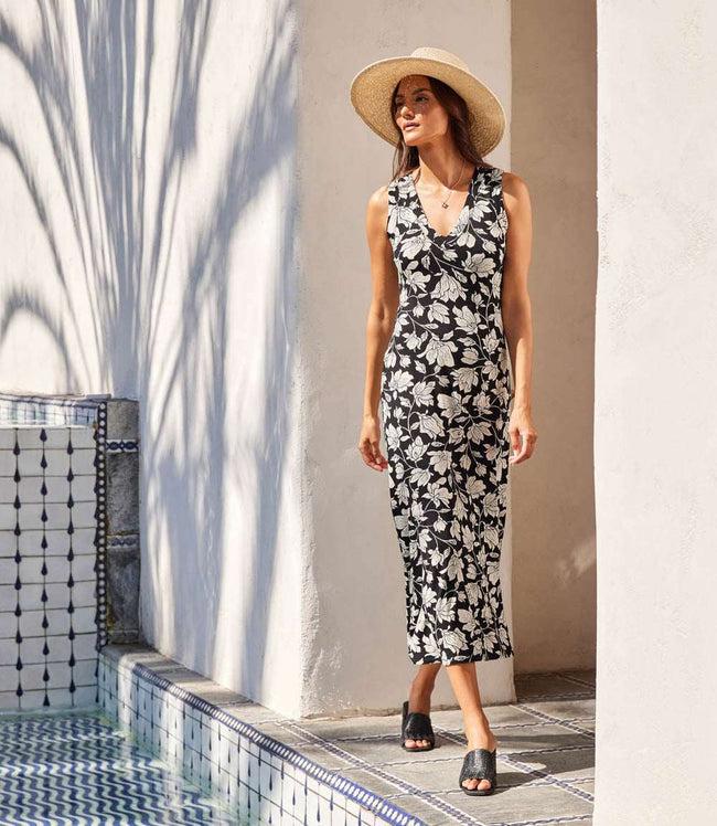 Karen Kane Black Petite Size Sleeveless V-Neck Midi Dress Karen Kane