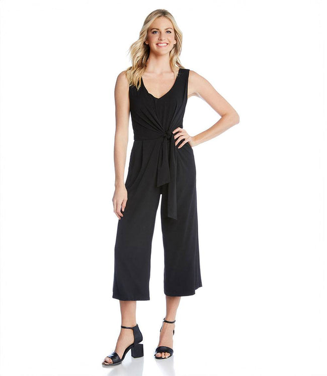 Karen Kane Black Petite Size Tie-Front Travel Jumpsuit Karen Kane